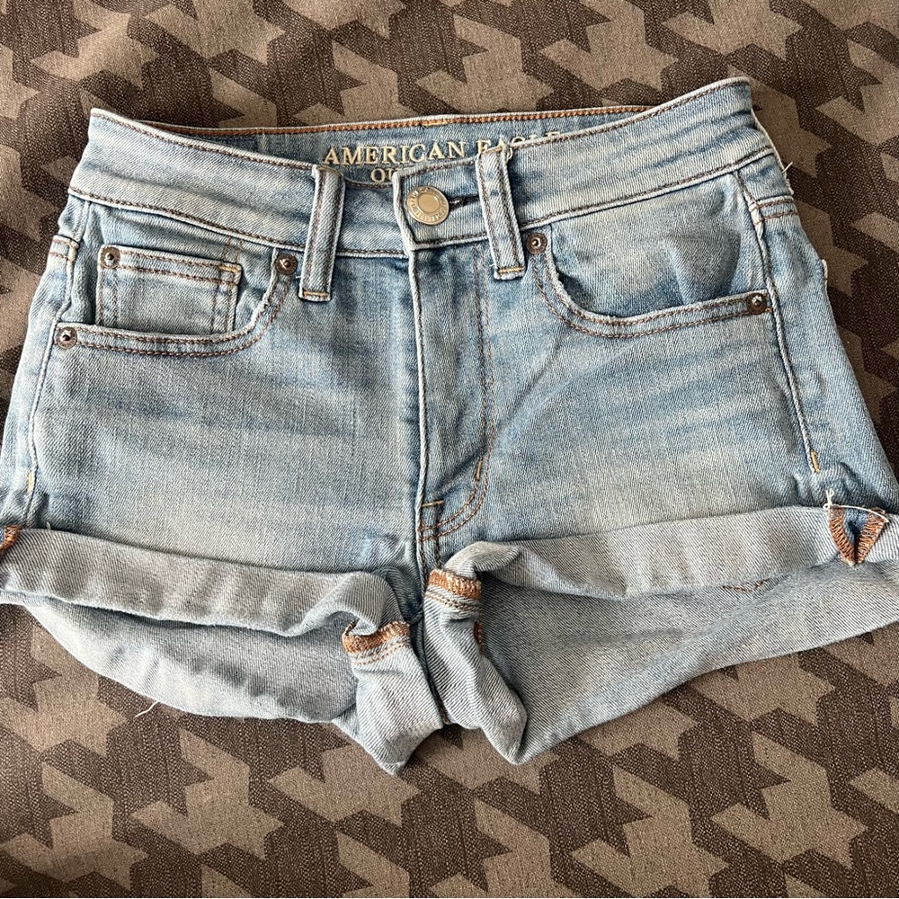 American Eagle High Rise Shortie Jean Shorts